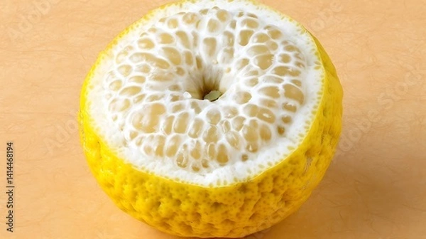 Fototapeta Captivating Macro Shot of Yuzu Fruit Revealing its Unique Textural Interior