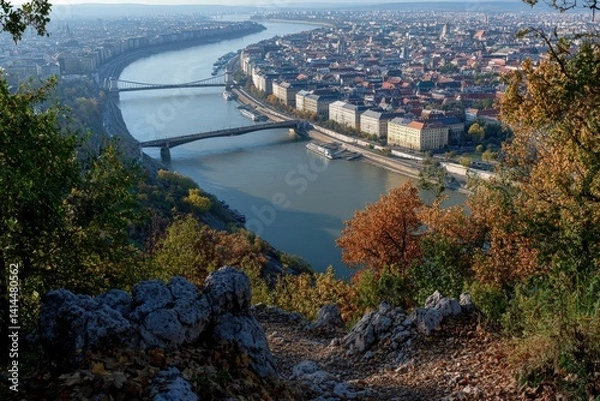 Obraz Aerial view of the 14 Crosses chapel in Sovata - Romania. Beautiful simple AI generated image