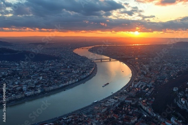 Obraz Aerial view of the 14 Crosses chapel in Sovata - Romania. Beautiful simple AI generated image