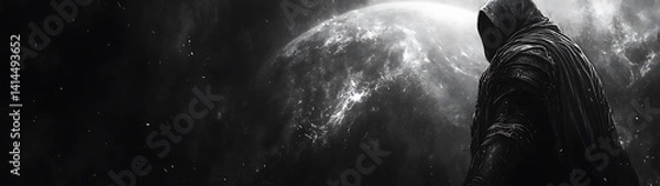 Fototapeta Mysterious Figure Space Planet Background