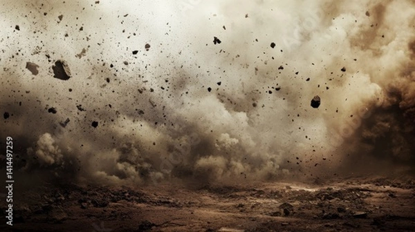 Fototapeta A large cloud of dust and debris is blowing through the air