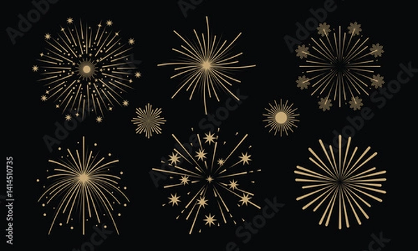Obraz Vintage style fireworks with sparks collection clip art