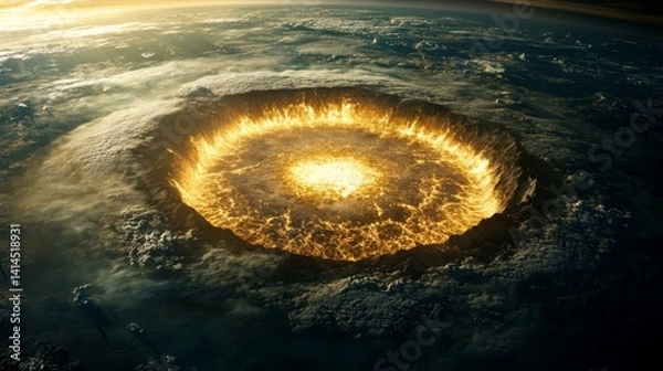 Fototapeta A large crater is in the middle of the sky