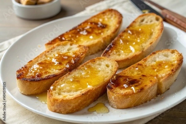 Fototapeta Caramelized butter baguette slices