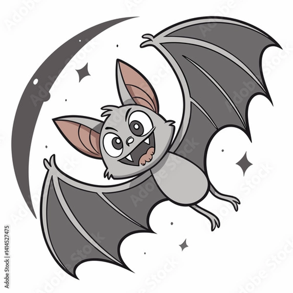 Fototapeta Spooky bat emoji flapping wings with playful expression
