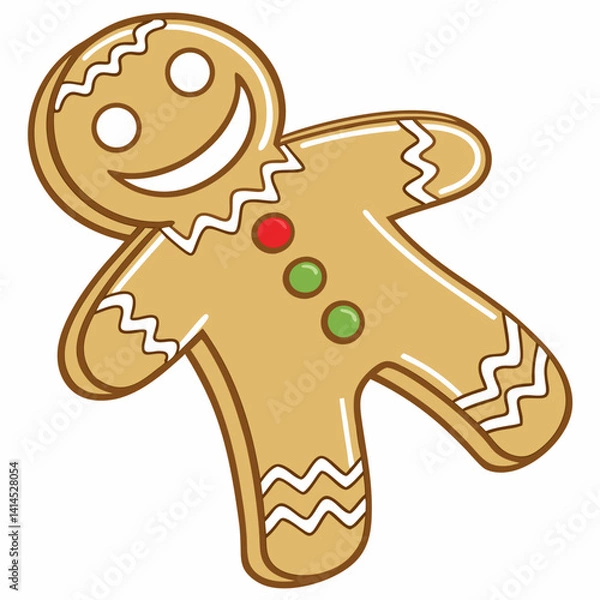 Fototapeta Gingerbread man emoji with icing smile and candy buttons
