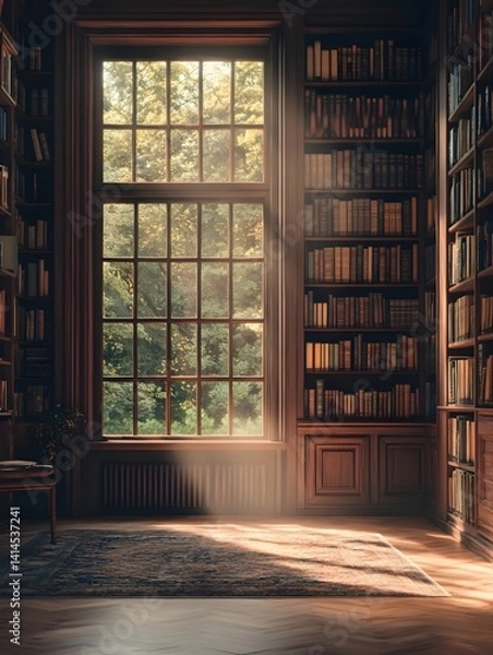 Obraz The library reading room under soft light