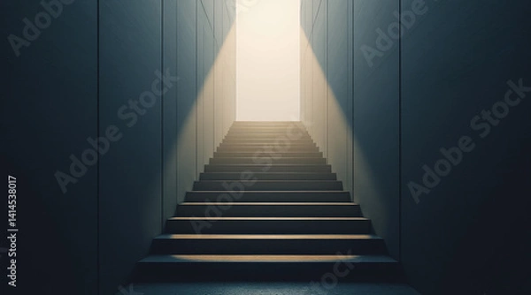 Fototapeta Light Shining Through Stairs in a Minimalist Architectural Space