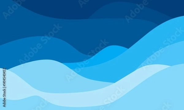 Fototapeta Dynamic and serene abstract layers of blue waves, perfect for modern and artistic digital backgrounds