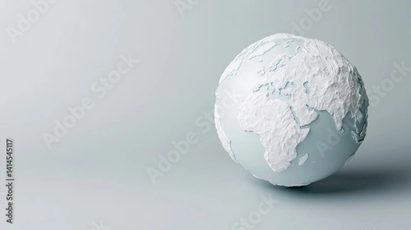 Obraz 3D Earth model, light blue, textured white continents