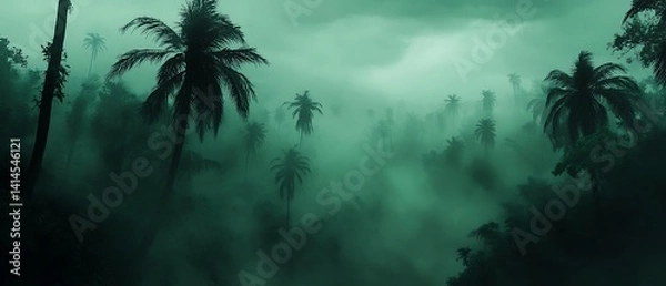 Fototapeta Misty Jungle Palms