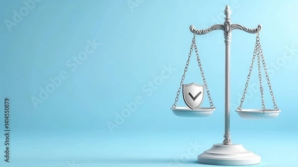 Obraz Silver scales of justice 3 d render minimalist balance concept
