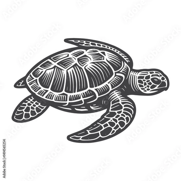 Obraz Simple Sea Turtle Side View Vector Icon Design – Vintage Retro Logo & Illustration