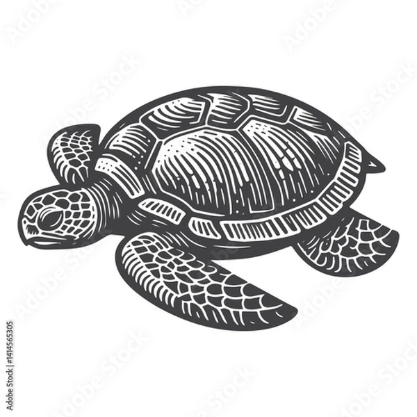 Obraz Simple Sea Turtle Side View Vector Icon Design – Vintage Retro Logo & Illustration