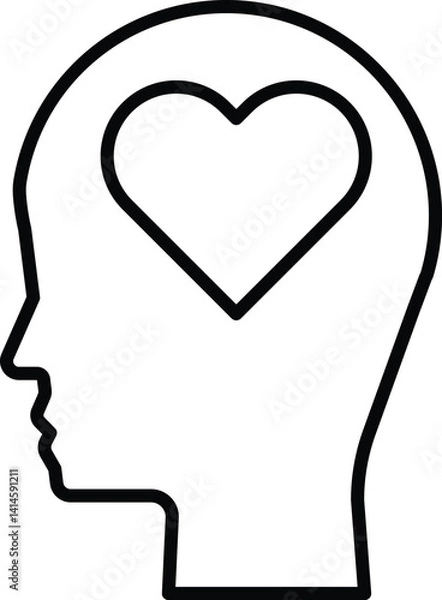 Fototapeta head with a heart in the middle