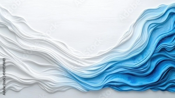 Obraz Abstract blue and white wave texture background image dynamic swirl design minimalist style