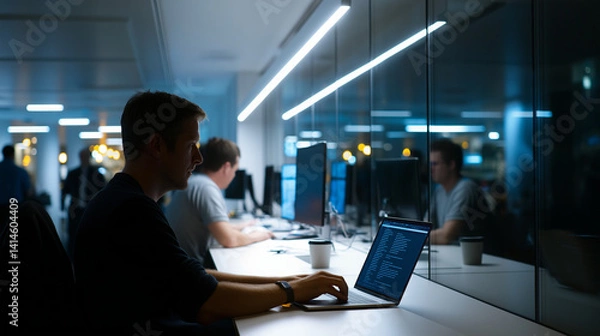 Obraz Innovative Programmers' Coding Hub in a Modern Office Setting