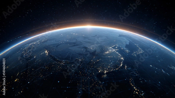 Fototapeta Conceptual Earth Visualization: Future World Globe, Digital Planet Design, Advanced Earth Technology, Sci-Fi Globe Art, Innovative Planetary Rendering, Global Network Illustration.
