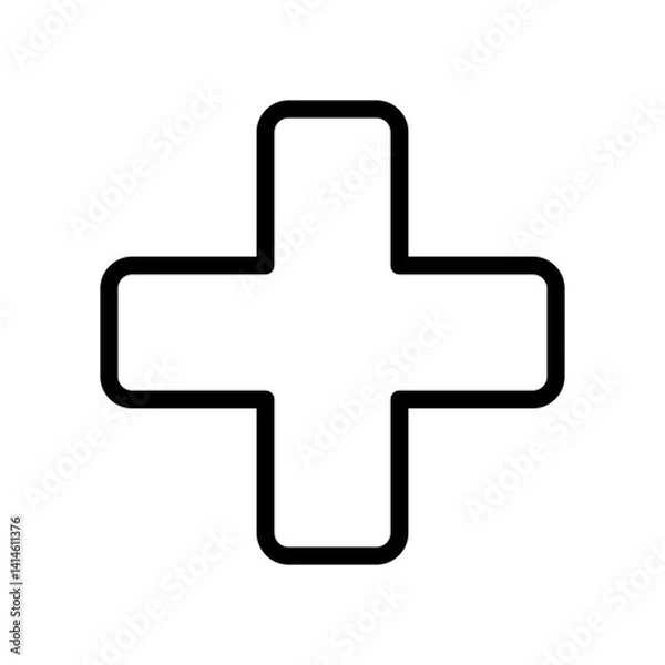 Fototapeta medical cross healthcare symbol - flat stroke icon for apps and websites
