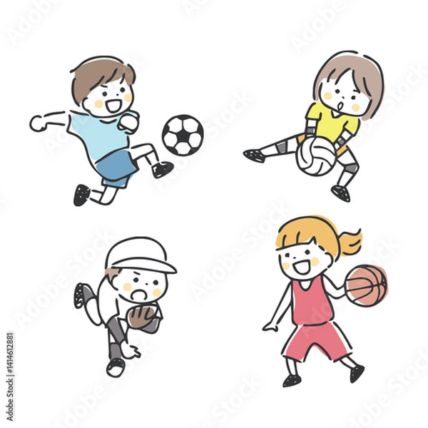 Obraz 子供とスポーツのイラスト