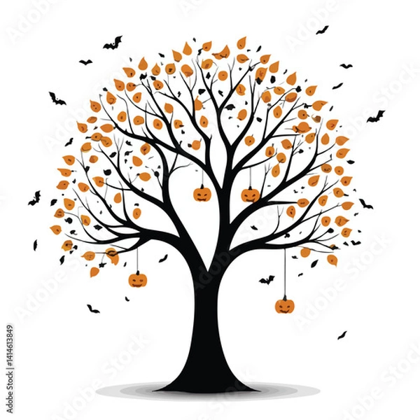 Fototapeta vector flat illustration of a helloween tree