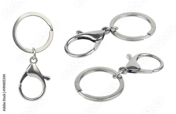 Fototapeta Set of carabiner for carrying keys isolated from the background	