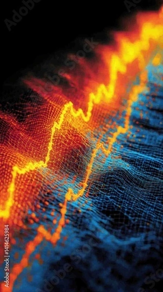 Fototapeta Dynamic data visualization of financial trends digital space graphic representation abstract environment close-up perspective