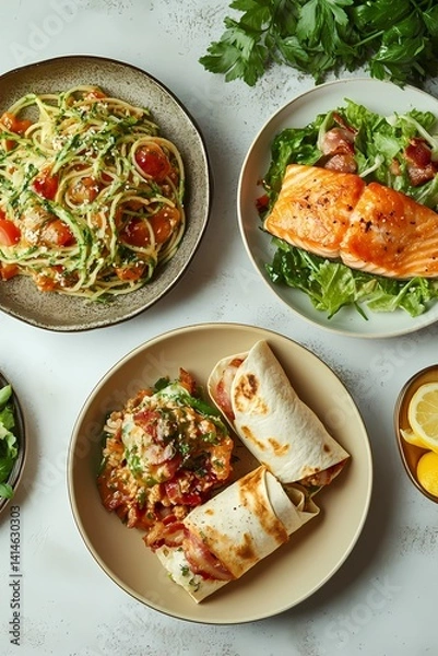 Fototapeta Healthy dish, marketing, advertisment, cook, cooking, cook book, generative ai, generative, ai
