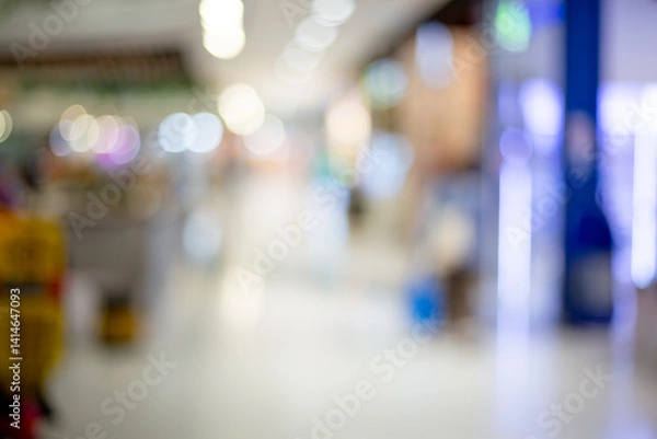 Fototapeta Blurred background in a shopping mall,Abstract blurred of fashion clothes shop boutique interior in the shopping mall, 