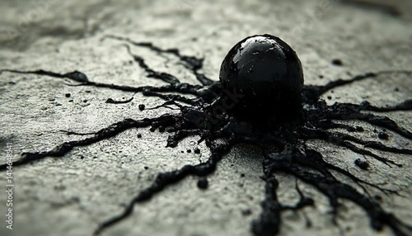 Fototapeta Dark sphere on textured surface