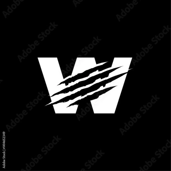 Obraz Letter W with Claw Marks/Scratch logo design,Vector