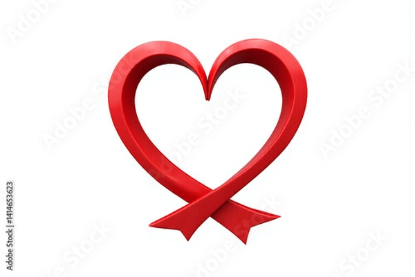 Fototapeta red ribbon with two hearts on it