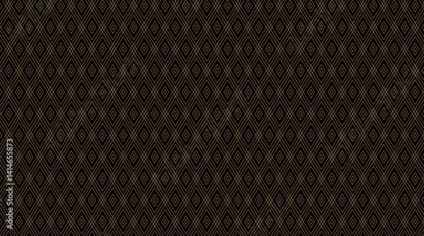 Fototapeta Seamless pattern template with geometric double diamond shape | Creative texture background with line for decoration, special event, cover, poster, banner, fabric | Futuristic design with brown color