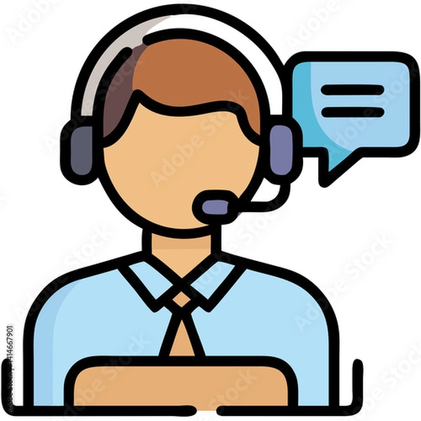 Fototapeta customer support agent with headset and speech bubble icon