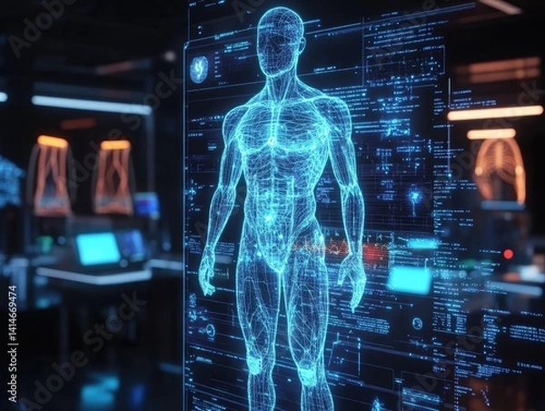 Fototapeta Digital Anatomy: Futuristic Lab Scan.