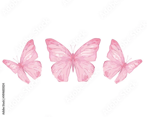 Fototapeta pink butterfly hand drawn design vector