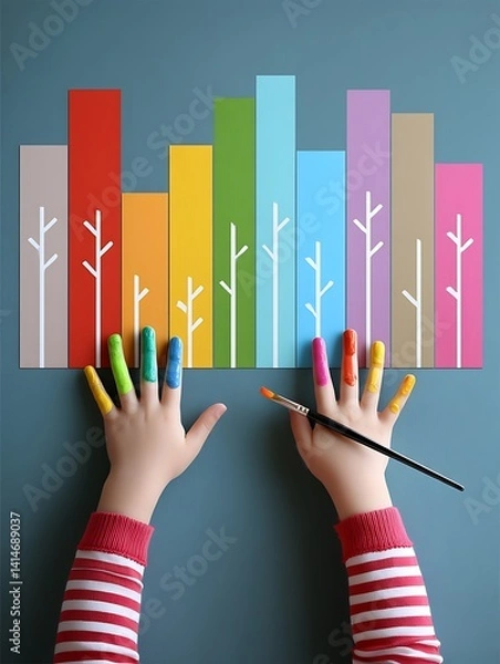 Fototapeta Child's Art, Colorful Graph