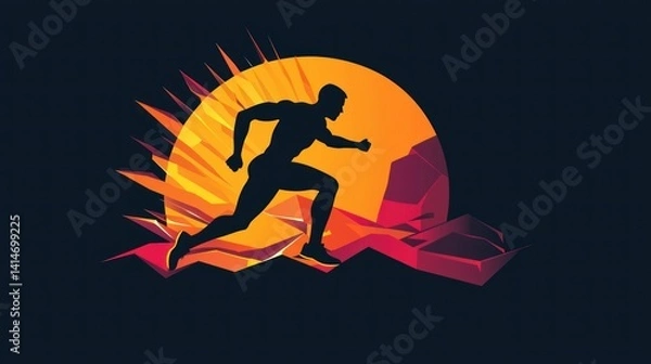 Fototapeta A bold icon or logo symbolizing endurance, with elements representing strength, determination, and achievement.