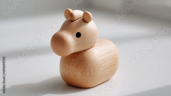 Fototapeta Charming wooden horse figurine exudes simplicity with smooth cur