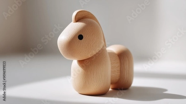 Fototapeta Minimalist wooden horse figurine captures warmth and charm in so