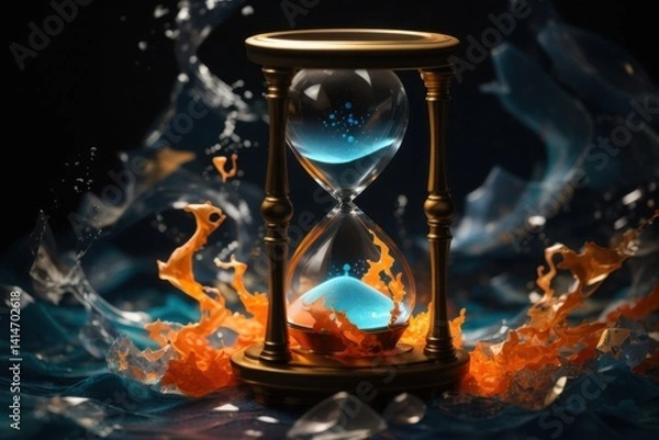 Obraz Elegant Hourglass with Flowing Light and Liquid Accents Time Concept