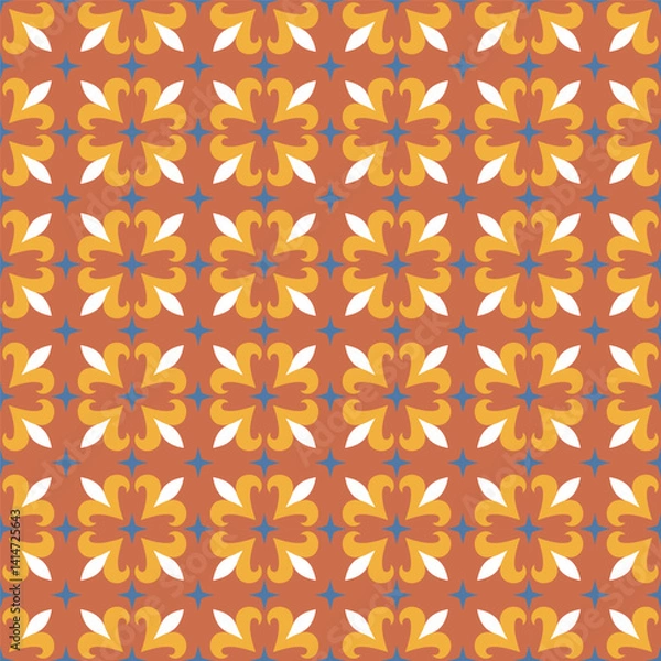 Fototapeta Azulejo tile, seamless pattern, portugues design