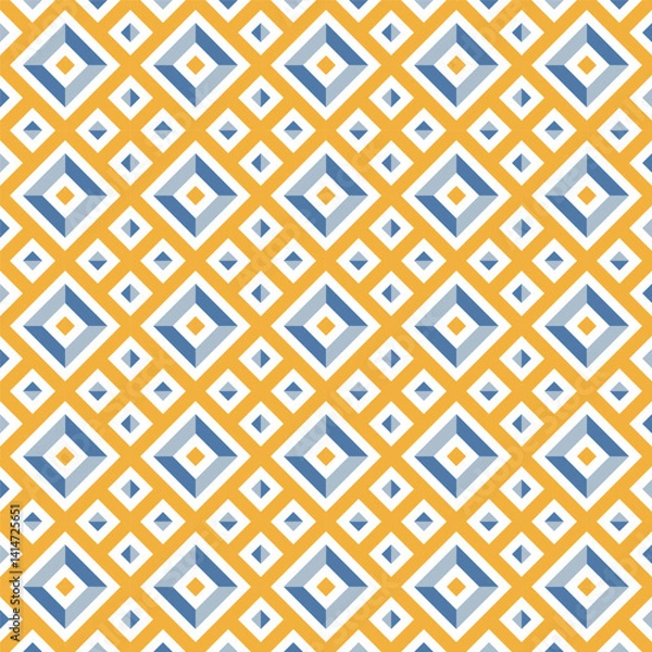 Fototapeta Azulejo tile, seamless pattern, portugues design