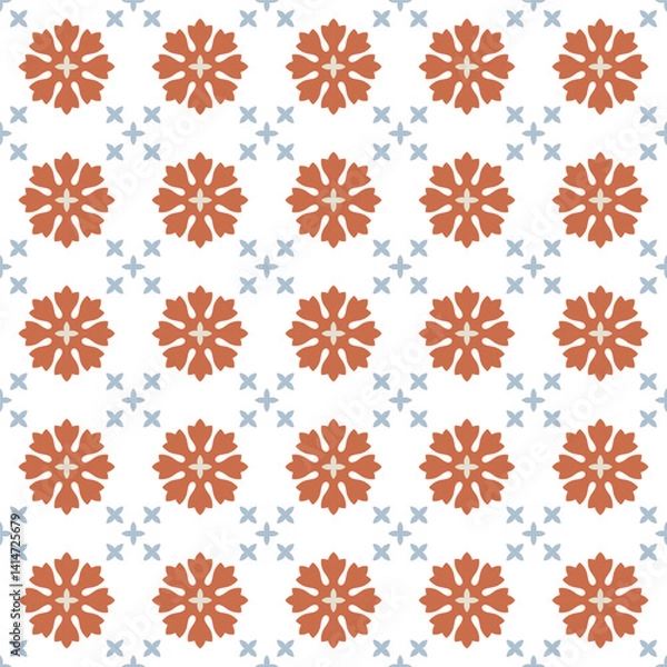 Fototapeta Azulejo tile, seamless pattern, portugues design