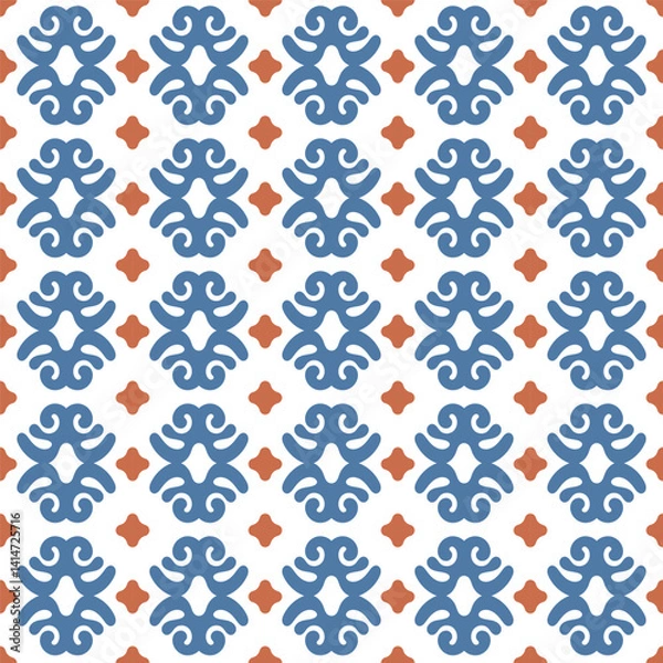 Fototapeta Azulejo tile, seamless pattern, portugues design