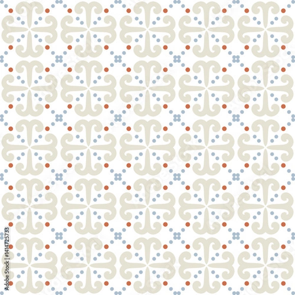Fototapeta Azulejo tile, seamless pattern, portugues design