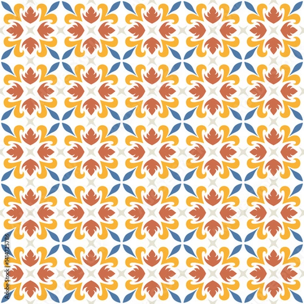 Fototapeta Azulejo tile, seamless pattern, portugues design