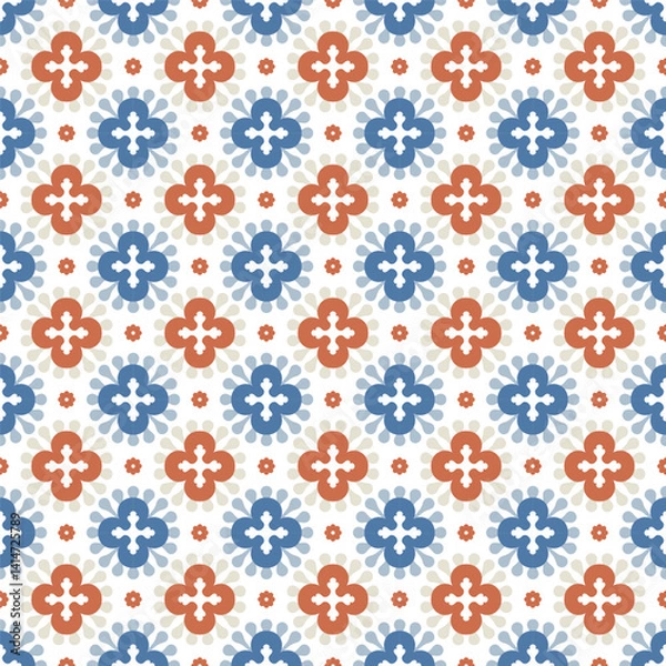 Fototapeta Azulejo tile, seamless pattern, portugues design
