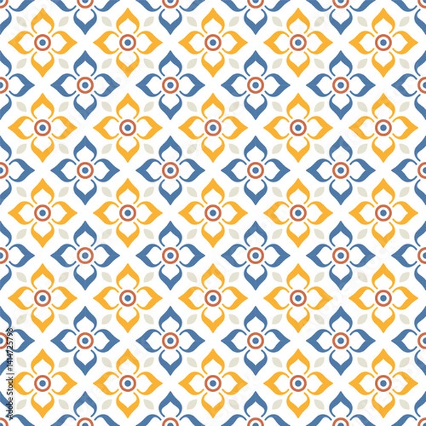 Fototapeta Azulejo tile, seamless pattern, portugues design