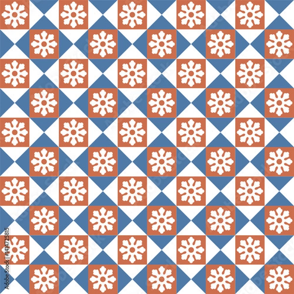 Fototapeta Azulejo tile, seamless pattern, portugues design